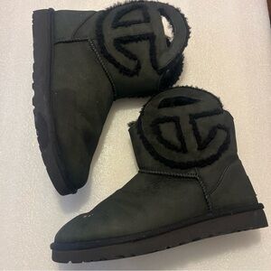 UGG X TELFAR LOGO MINI BLACK LEATHER SHEEPSKIN MEN'S BOOTS SIZE US 9/UK 8